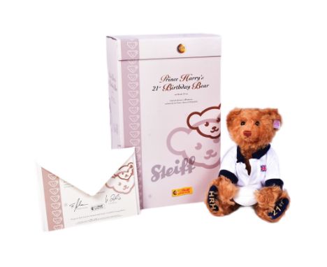 Teddy Bears - an original German Steiff made soft toy teddy bear 662058 Prince Harry's 21st Birthday Bear with growler. Light