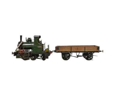 5" Gauge Locomotive - ' Lundy ' - a vintage large scale 5 inch gauge garden railway steam locomotive and wagon. 5" gauge, wit