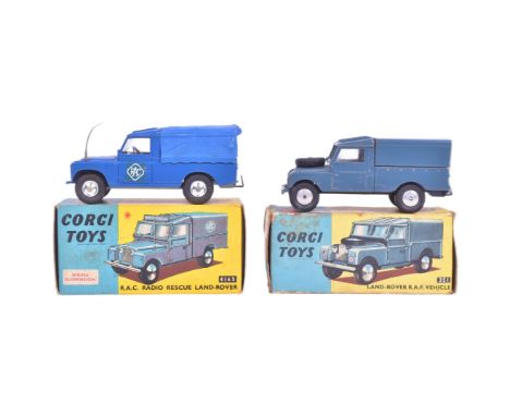 Diecast - x2 original vintage Corgi Toys boxed diecast models comprising 351 Land Rover RAF Vehicle and 416S R.A.C Radio Resc