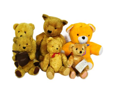 Teddy Bears - a collection of x6 vintage 20th century teddy bears. Includes: Chad Valley Chiltern 'Honey Pot,' bear, a Dean's