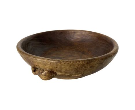 A 1950's Robert 'Mouseman' Thompson Carved Oak Salad Bowl 24cmDiameter 24cmQty: 1From the collection of the Antique Breadboar