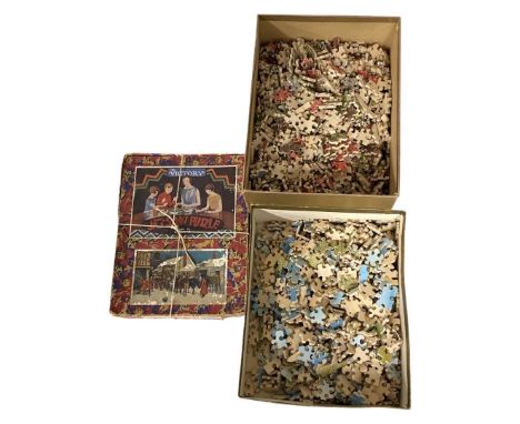 Two Large Boxed Vintage Victory Jigsaws and One Other. To include Azalea gardens (Garden Scene) 40" x 30 ", Picnic Paradise (