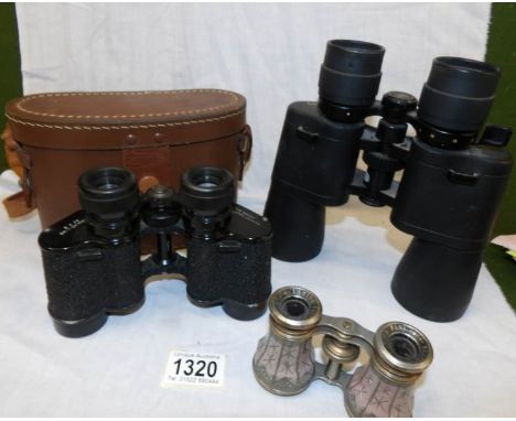 A pair of Minolta Mk1722236 binoculars, a leather cased 'The Granby', Cecil Jacobs, Leicester binoculars and a pair of French