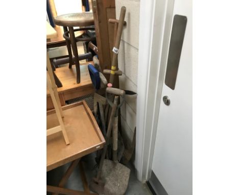 A quantity of garden tools etc.