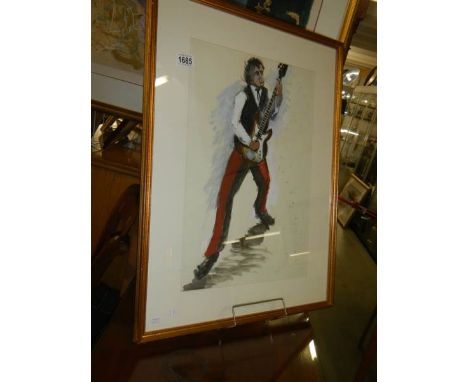 A watercolour of a member of the Rolling Stones.
