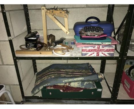 2 shelves craft , tapestry, sewing, knitting needles etc.