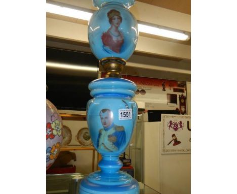 A good glass oil lamp drop in font complete with shade.
