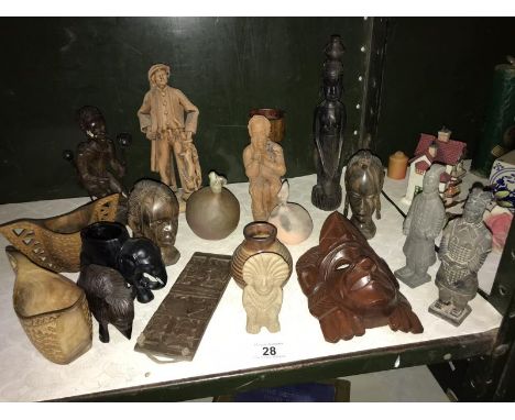 A shelf of wooden items etc.