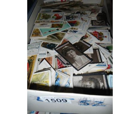 A shoe box of assorted cigarette cards including Wills, Churchman, Lambert &amp; Butler, Craven Black Cat etc.,