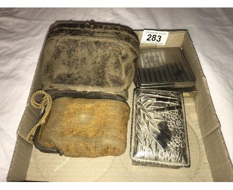 2 opera glasses, trinket box, pill box and cigarette case