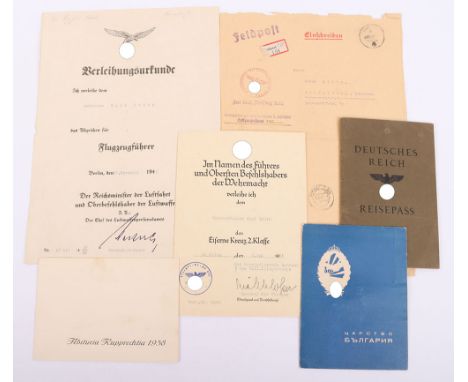 Superb Luftwaffe Award and Document Archive of Unteroffizier Karl Stutz of Kampfgeschwader 30, the grouping consists of the o