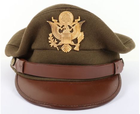 WW2 British Made USAAF Officers Peaked Cap, fine example of a standard USAAF officers peaked cap with gilt metal eagle cap in