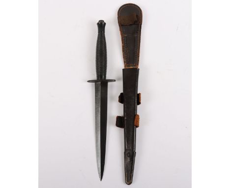 British 3rd Pattern Fairbairn Sykes (F.S) Commando Knife by George Ibberson, good example with blackened brass ringed grip wi