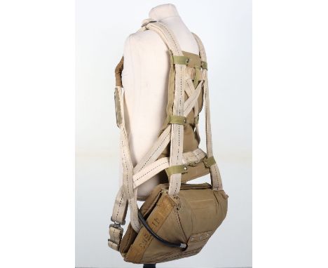 WW2 American Air Force Aircrew Seat Parachute and Harness, good complete set with the original harness straps. Seat parachute