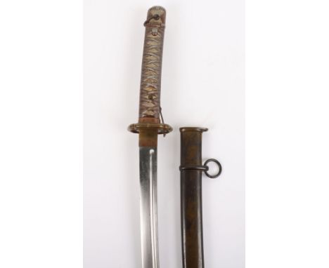 WW2 Japanese NCO’s Sword Katana, factory-made blade, 67cms, cut with a single hi and stamped 74094, regulation brass guard an