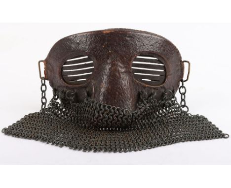 WW1 British Tank Crew Splinter Mask, good untouched example of the leather covered metal face mask as worn by tank crews duri