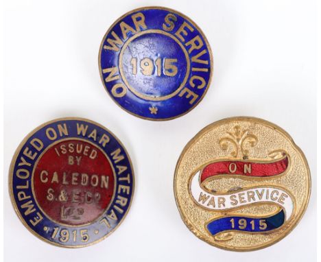 3x WW1 On War Service Enamel Badges, all being gilt and enamel lapel badges including example for Caledon S &amp; E Co Ltd. A