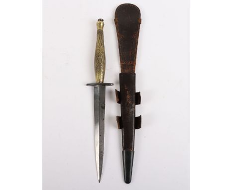 WW2 British 2nd Pattern ‘B2’ Fairbairn Sykes (F.S) Commando Knife, good example with brass grip, steel cross guard stamped wi