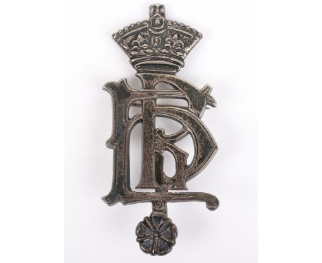 Victorian Hampshire Regiment Officers Pagri Badge, un-marked silver example with Guelphic Victorian crown above stylised H R 