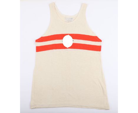 Third Reich Hitler Youth Sports Vest, fine example of a white cotton sports vest with HJ emblem to the centre of the chest. I