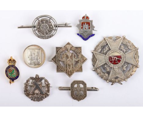 Border Regiment Pagri Badge, fine quality silver (not hallmarked) and enamel regimental pagri badge with brooch pin fitting t