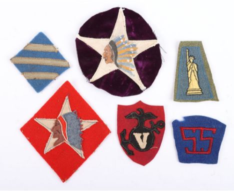 Grouping of WW1 Period American Tunic Patches, including 2nd division (Indian Head) painted on white star with purple backing