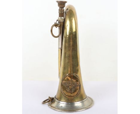 Imperial German Prussian Bugle, good example of a standard Prussian issue brass and nickel plated bugle with large Prussian e