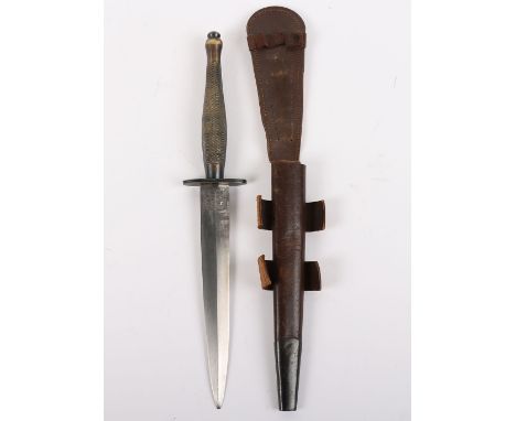 WW2 British Wilkinson Sword 2nd Pattern Fairbairn Sykes (F.S) Commando Knife, good example of a type with brass knurled grip.