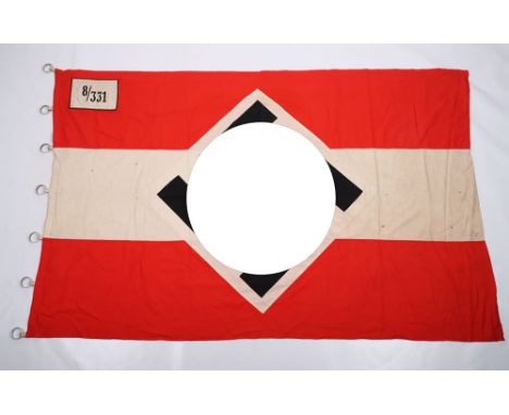 Rare Third Reich Hitler Youth Unit Flag, fine example of a large Hitler Youth rectangular flag with separately applied swasti