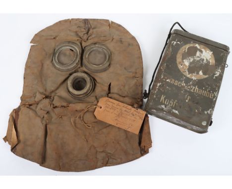 Rare WW1 German War Wounded Hospital Gas Mask, the very rare hood gas mask in its original container used for when wounded so