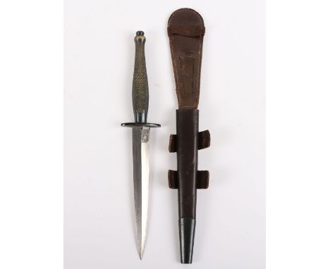 WW2 British Wilkinson Sword 2nd Pattern Fairbairn Sykes (F.S) Commando Knife, good example of a type with brass knurled grip.