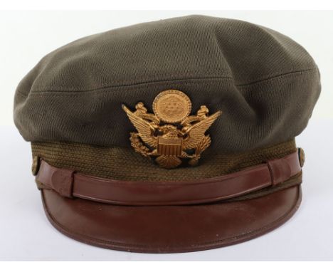 WW2 USAAF Officers Peaked 50 Missions Style Crusher Cap by Bancroft, good example of a standard American made officers peaked