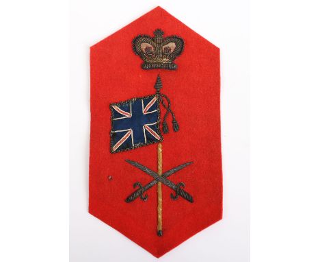 Rare 1st Pattern British Army Colour Sergeants Arm Badge Circa 1830, fine example of scarlet cloth with bullion embroidered V