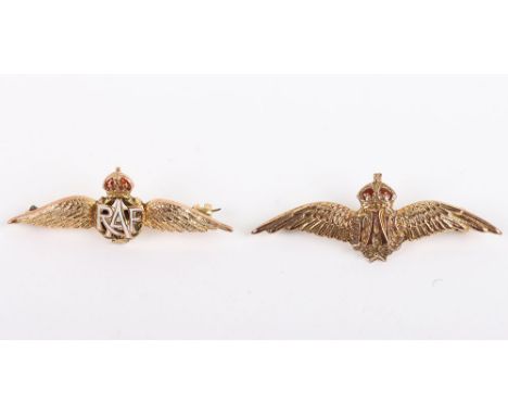 2x WW1 Period 9ct Gold RAF Sweetheart Brooches, both being small but fine quality produced sweetheart brooches in the form of