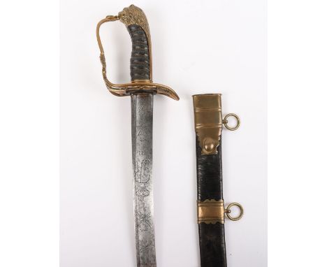 1803 Pattern Infantry Officers Sword, regulation blade by J J Runkel Solingen etched with the pre-1801 royal arms, crowned GI
