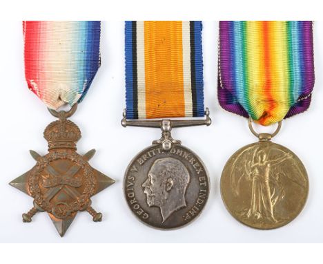 Great War Royal Fusiliers 1914-15 Star Medal Trio to a Gallipoli First Day Lander, 1914-15 Star medal, ‘10365 PTE. G. CARTWRI