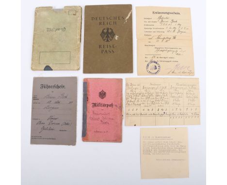 WW1 &amp; WW2 German Document Grouping, consisting of Imperial German Militarpass given to Bruno Beck who served in 1918 with