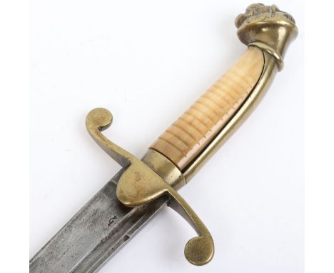 Early 19th Century Naval Fighting Dirk by Mole of Birmingham, curved single edge blade cut with a short single narrow fuller 