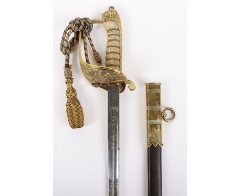 British GVIR Naval Officers Sword, regulation blade by Wilkinson etched with crowned royal cipher and fouled anchor together 