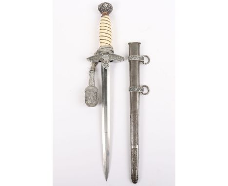 WW2 German 2nd Pattern Luftwaffe Officers Dress Dagger with Portepee by Anton Wingen Jr, white celluloid grip with wire bindi