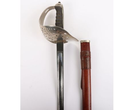 Rare Edward VIII 1895 Pattern Royal Engineers Officers Sword, regulation polished blade etched with ROYAL ENGINEERS, thunder 