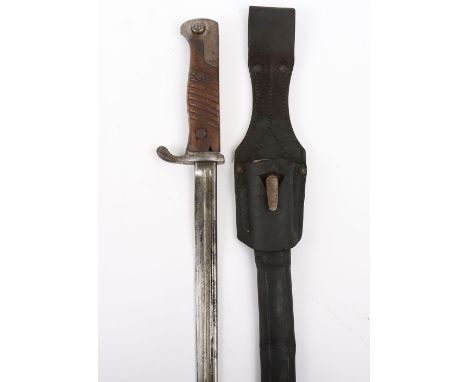 Imperial German Model 1898 Bayonet, good untouched example with two piece wooden grips. Steel pommel and cross guard. Housed 