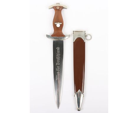 Third Reich Sturmabteilung (S.A) Dress Dagger by Malsch &amp; Ambronn Steinbach, example with brown wooden grip having nickel