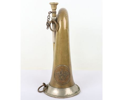 Imperial German Prussian Bugle, good example of a standard Prussian issue brass and nickel plated bugle with large Prussian e
