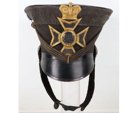 Rare North Hants Yeomanry Officers Bell Top Shako Circa 1832, superb example of a large bell top style beaver body shako with