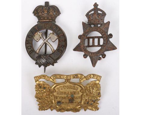 Indian Army Bombay Pioneers Pagri Badge, fine example with pin and catch fixing to the reverse. Accompanied by a brass cap ba