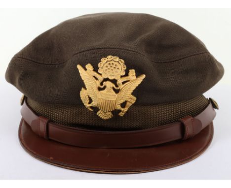 WW2 USAAF Officers Peaked 50 Missions Style Crusher Cap, good example of a standard American made officers peaked cap with or