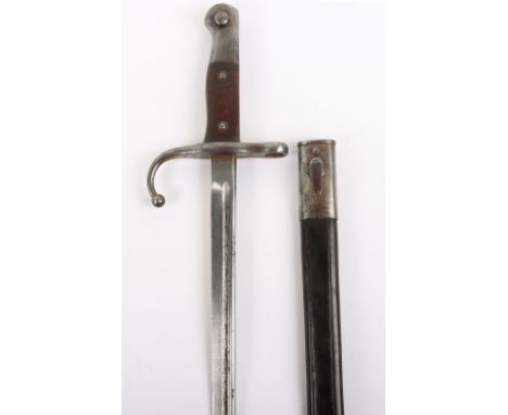 Turkish Mauser M.1903 Bayonet, good example with two piece wooden grips, steel pommel and cross guard with down turned quillo