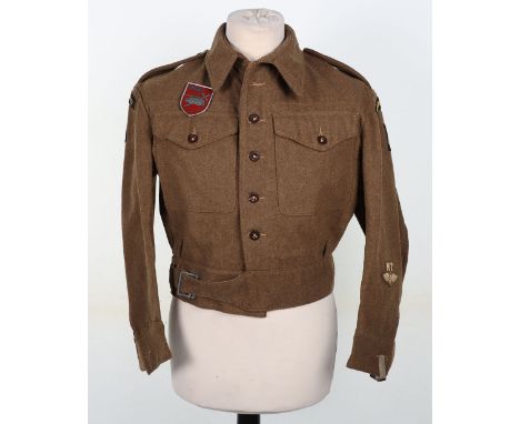 WW2 Hampshire Regiment Battle Dress Blouse with Beja Battle Badge, good example of a 1940 pattern battle dress blouse with em