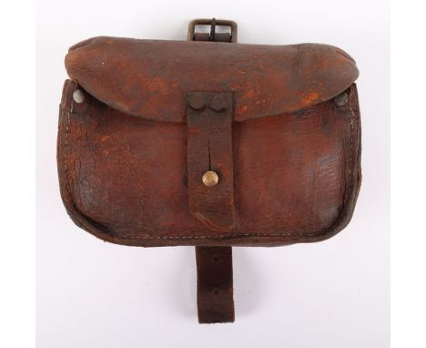Scarce 1914 Pattern Ammunition Pouch, in brown leather with studs, fixing straps to the reverse and long strap. Reverse of th